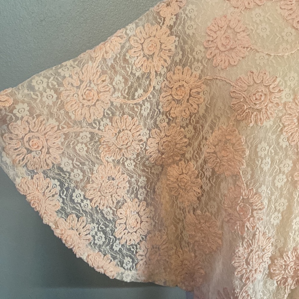 Ruby Rd. Lace Overlay Top Pink Small - Picture 2 of 6